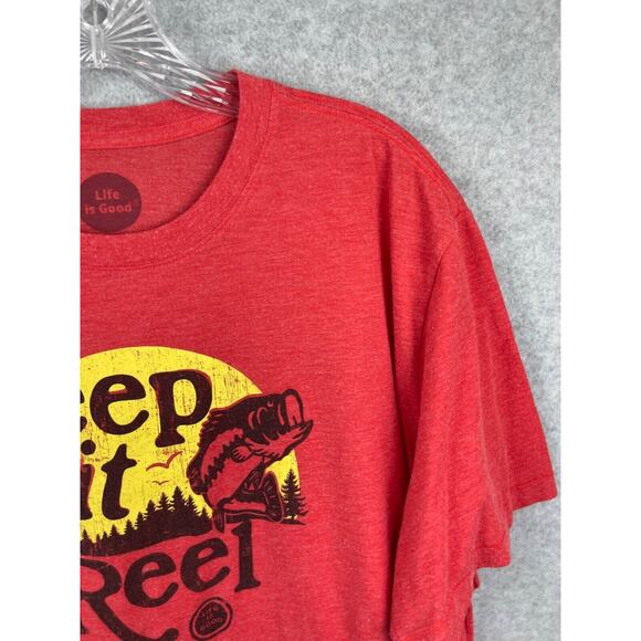 Life Is Good Shirt Men's XL Red Short Sleeve Keep It Reel Fishing Cool Tee - Picture 3 of 9